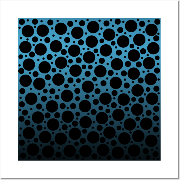 Random Polka Dots - Blue to Black Gradient Wall Art by Whoopsidoodle